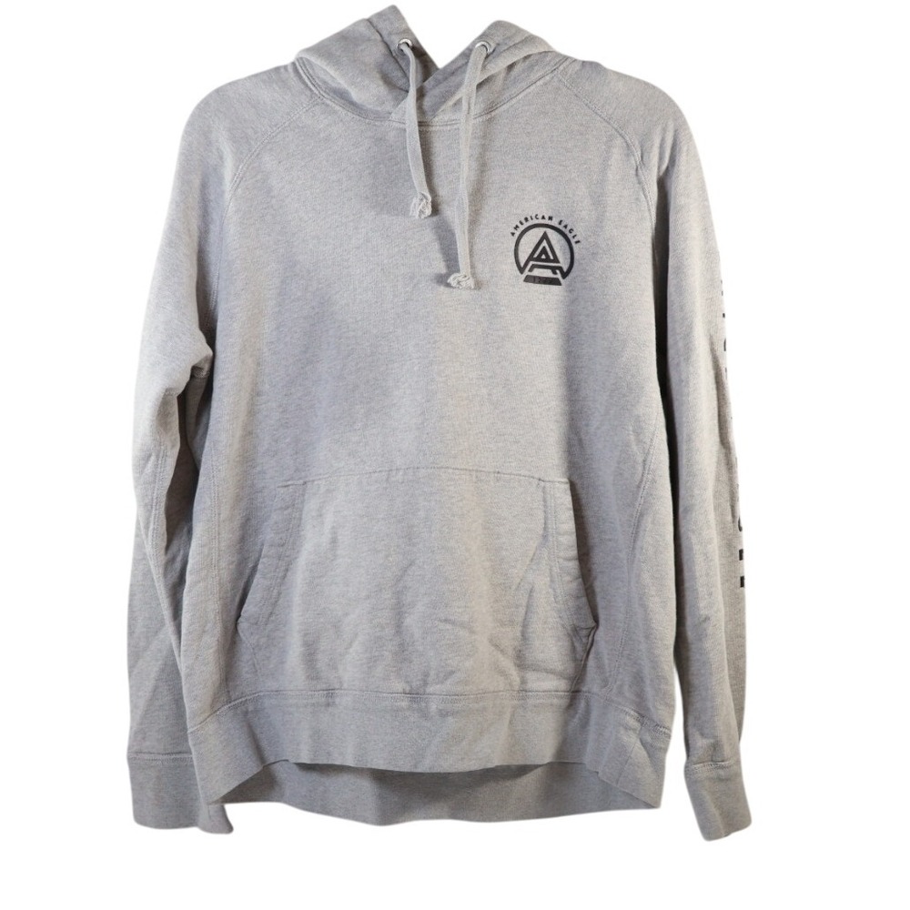American Eagle Men's Gray Logo Pullover Hoodie Sweatshirt Heavyweight Sz Medium - Picture 1 of 8